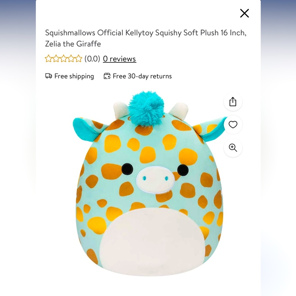 Squishmallows Official Kellytoy Squishy Soft Plush 16 Inch,Zelia the Giraffe nwt